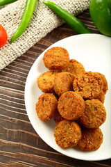 Healthy appetizer, homemade delicious and spicy fresh baked meat cutlets .snack foods.