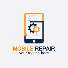 Mobile Phone Repair Logo.phone service logo, Rhone Repair, simple, concept, logo template - Vector