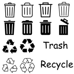 Tresh icon vector set. Recycle illustration sign collection. Green symbol.