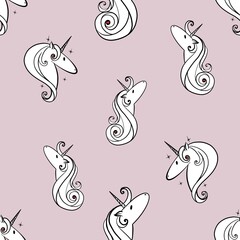 seamless pattern with unicorns. Funny design for fabric, textile, wallpaper and packaging 