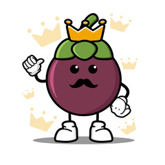 cute king mangosteen cartoon mascot character