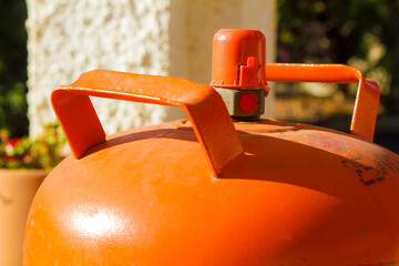 Traditional metal butane gas bottle in Spain