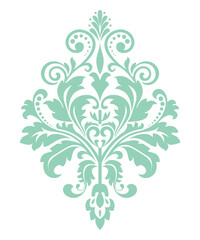 Damask graphic ornament. Floral design element. Green vector pattern