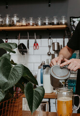 Coffee shop operation. The process of preparing drinks.