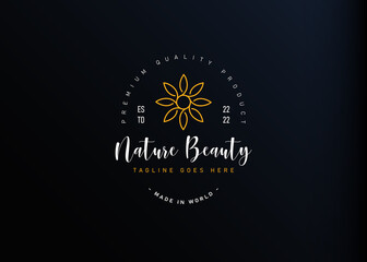 Abstract floral logo design. Vector illustration of botanical floral monoline design. Vintage logo design vector line icon template