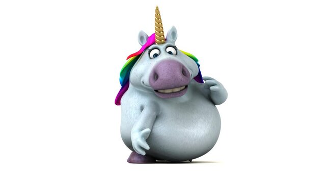 Fun 3D cartoon unicorn dancing