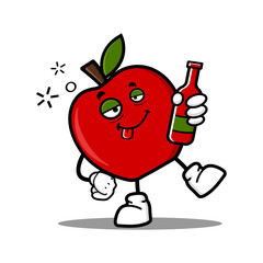 cute red apple cartoon mascot character