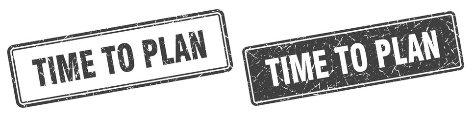 time to plan stamp set. time to plan square grunge sign