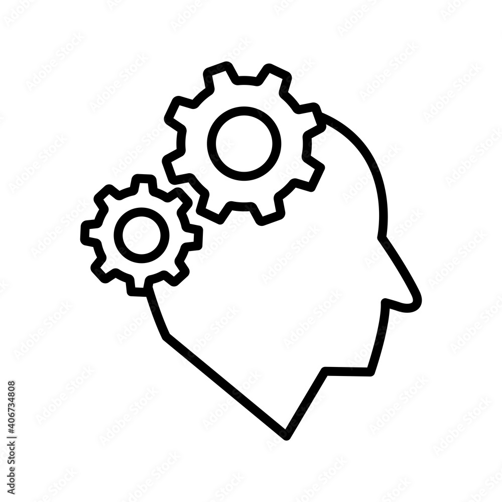 Poster head with setting line icon. management symbol, business. simple design editable. design template ve
