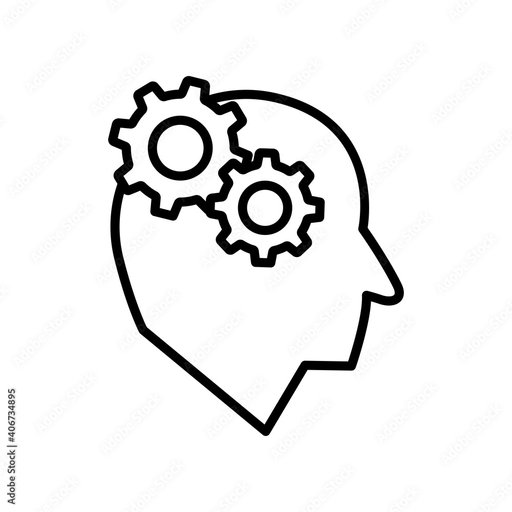 Poster head with setting line icon. management symbol, business. simple design editable. design template ve