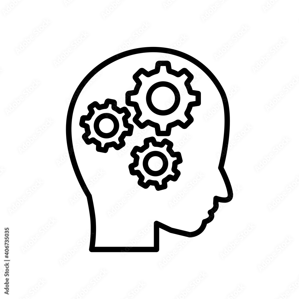 Poster head with setting line icon. management symbol, business. simple design editable. design template ve