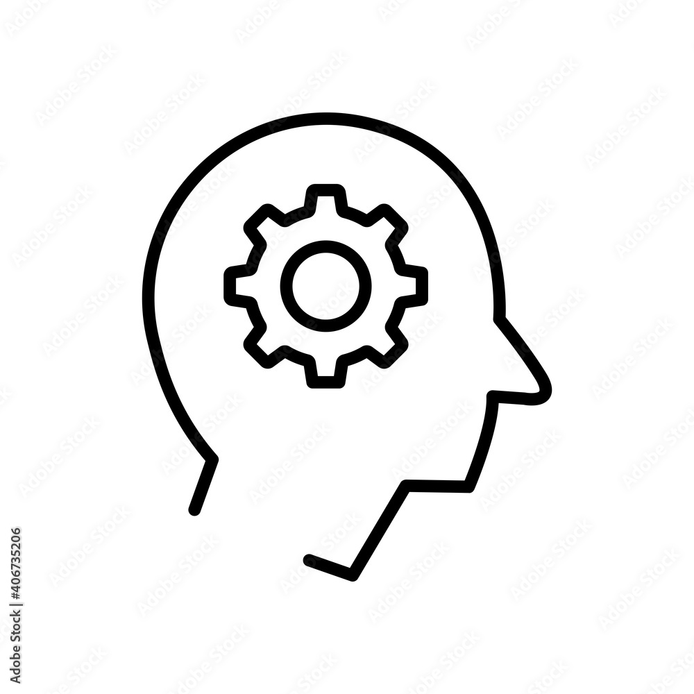 Poster head with setting line icon. management symbol, business. simple design editable. design template ve