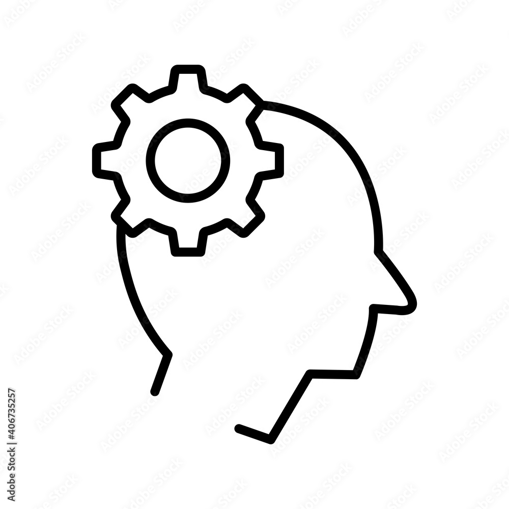 Poster head with setting line icon. management symbol, business. simple design editable. design template ve