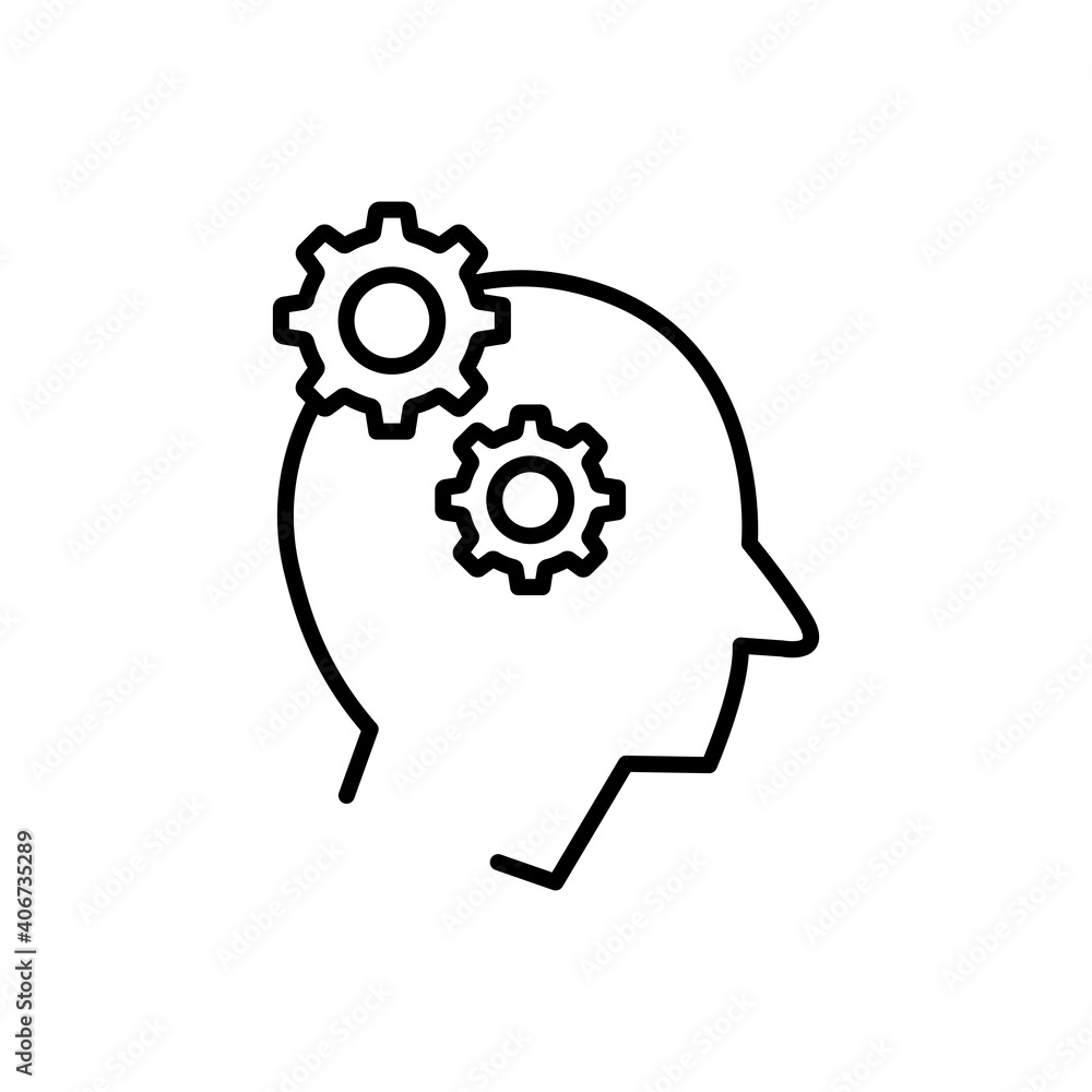 Poster head with setting line icon. management symbol, business. simple design editable. design template ve