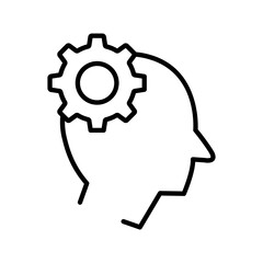 Head with setting line icon. management symbol, business. simple design editable. Design template vector