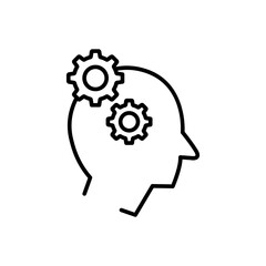 Head with setting line icon. management symbol, business. simple design editable. Design template vector