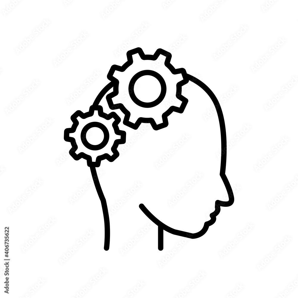 Poster head with setting line icon. management symbol, business. simple design editable. design template ve