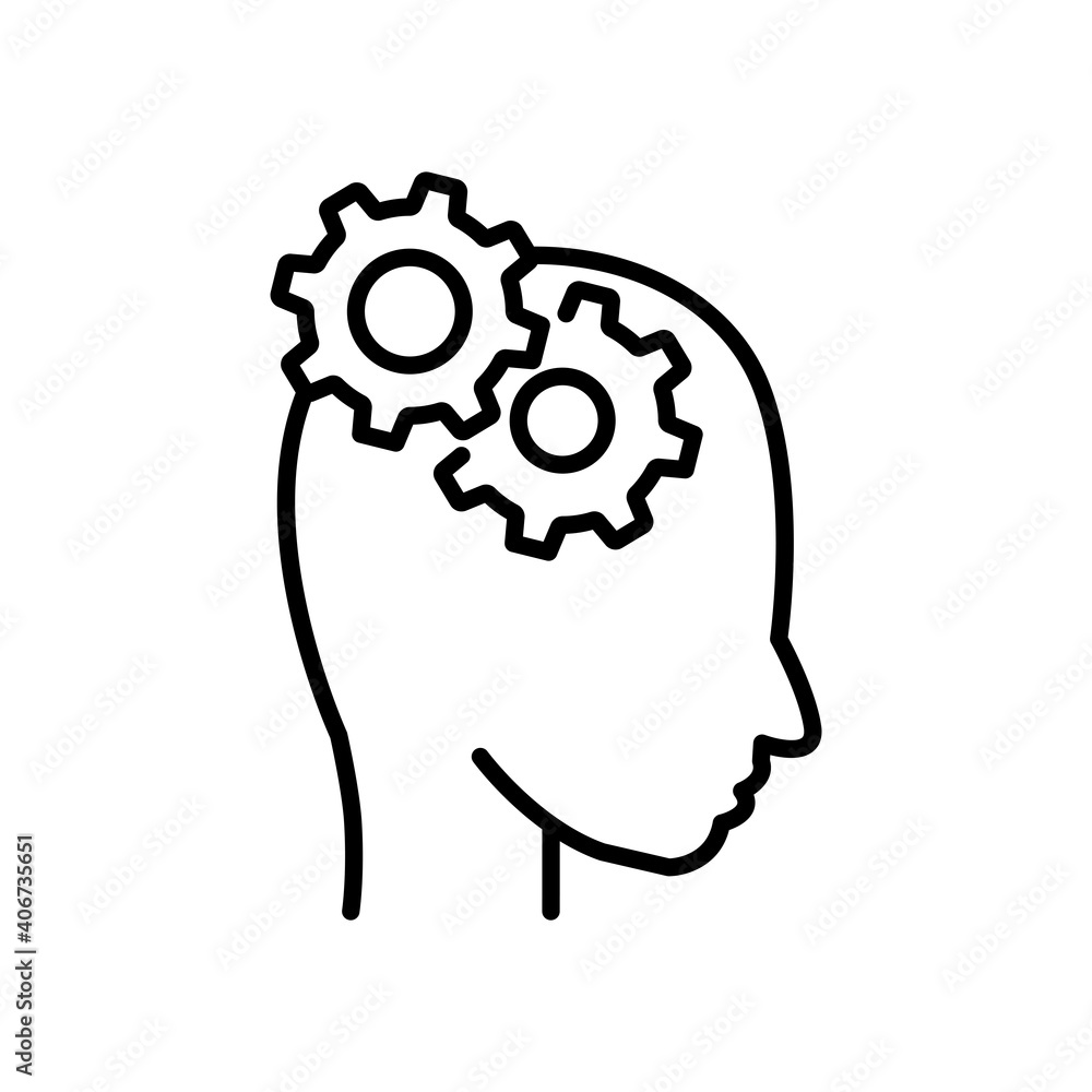 Poster head with setting line icon. management symbol, business. simple design editable. design template ve