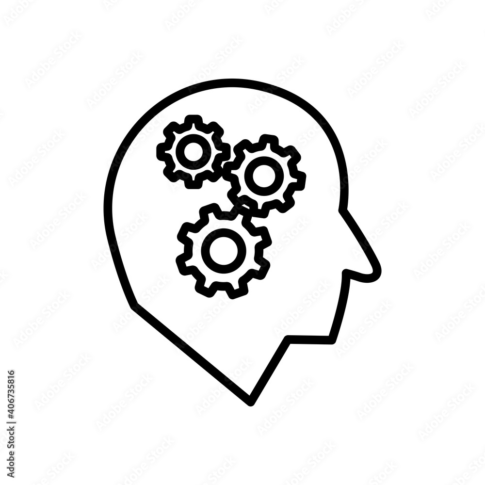 Poster head with setting line icon. management symbol, business. simple design editable. design template ve
