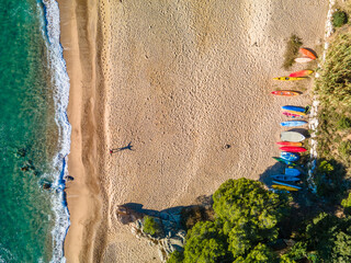 aerial images of lloret de mar virgin beach turquoise blue water without people transparent europe...