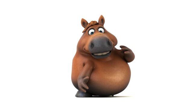 Fun 3D cartoon brown horse dancing