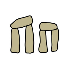 stonehenge doodle icon, vector color line illustration