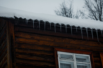 Icicles hang from the roof.