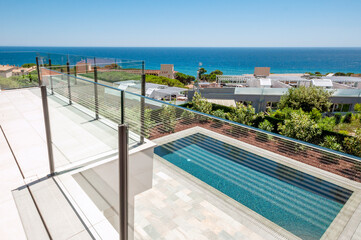 Beautiful pool overlooking the sea. Floor tiles non-slip.
