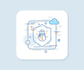Christmas snowman line icon. Abstract vector button. New year sign. Winter holiday symbol. Snowman line icon. Protect shield concept. Vector
