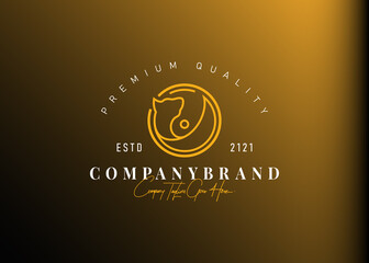 Elegant cat logo design. Vector illustration of abstract elegant cat monoline design. Vintage logo design vector line icon template