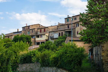 Fototapeta na wymiar The historic medieval village of San Lorenzo a Merse near Monticiano in Siena Province, Tuscany, Italy 