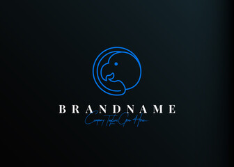 Parrot center logo design. Vector illustration of parrot caring center for company. Vintage logo design vector line icon template