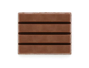 Close up milk chocolate isolated on white background from top view