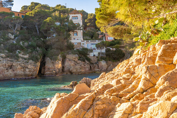 aiguablava winter fornells beaches of catalunya in spain europe turquoise blue sea palafrugell...