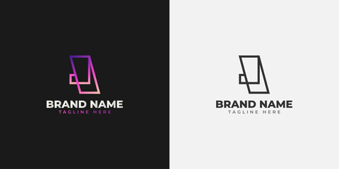 Initial j letter logo with line concept in colorful gradient for your business identity