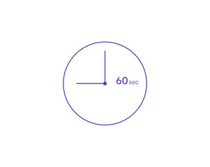 The 60 seconds, Timer 60 sec icon, stopwatch vector icon. Clock and watch, timer, countdown symbol