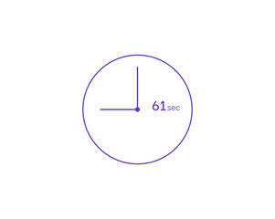 The 61 seconds, Timer 61 sec icon, stopwatch vector icon. Clock and watch, timer, countdown symbol