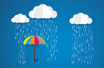Rainy day  ,umbrella, paper art style, vector design. © ppdesign