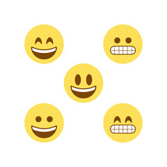 set of smile face with flat emoticon