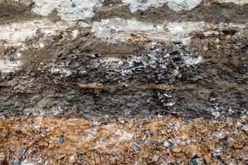 closeup layers of soil and rock texture