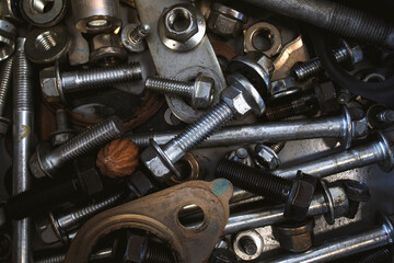 car parts in the garage with soft-focus and overlight in the background