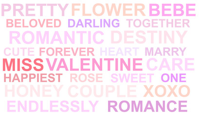 love sweet and romance wording on background in valentine concept