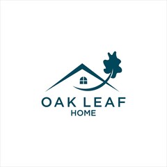 Oak Leaf Logo Design, with Home Vector Illustration