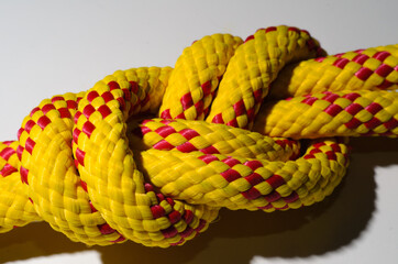 Close up Macro of climbing rope and equipment 