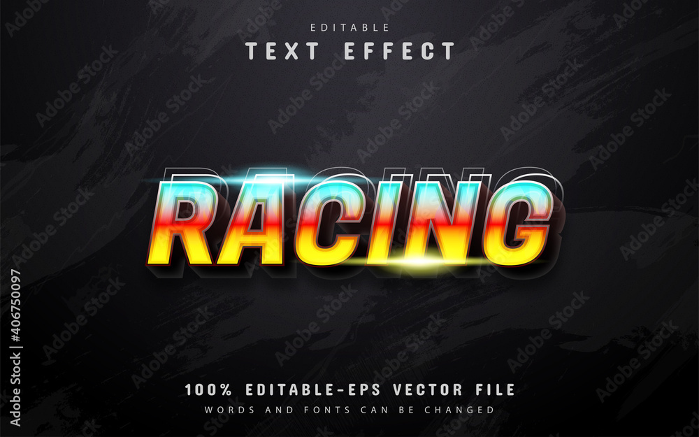 Poster racing text, 3d gradient style text effect