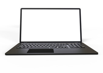 3D render of a laptop with blank screen