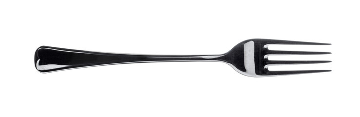 Silver fork isolated on white background close up