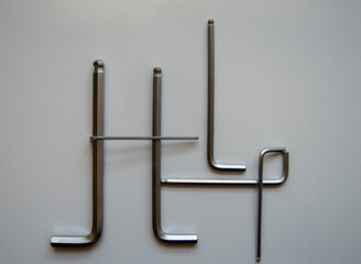 Hex Key Silver Set Arc Isolated. Imbus, writing help.