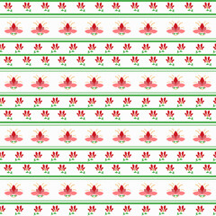 Folklore pattern withflowers. Fantasy vector drawing. White background. For fabric, scrapbooking, decor and wrapping paper. 