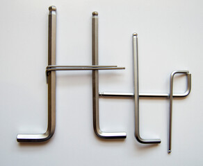 Hex Key Silver Set Arc Isolated. Imbus, writing help.